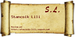 Stancsik Lili névjegykártya